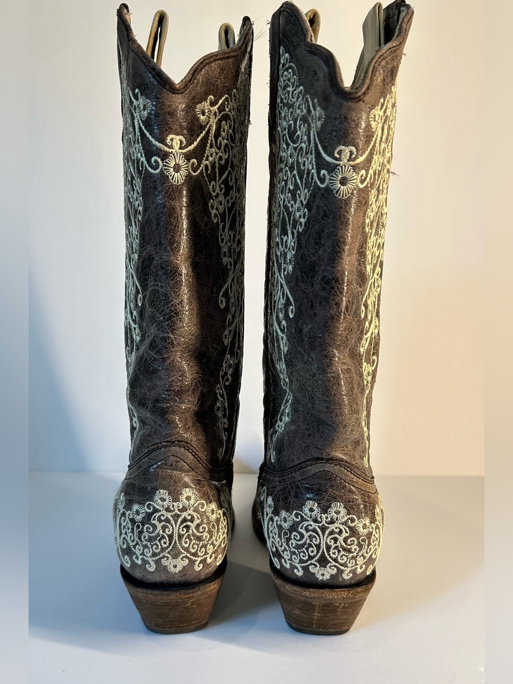 Corral Women's Brown Leather Embroidered Cowboy Boots Snip Toe
A 1094 Size 7 M - Picture 4 of 11